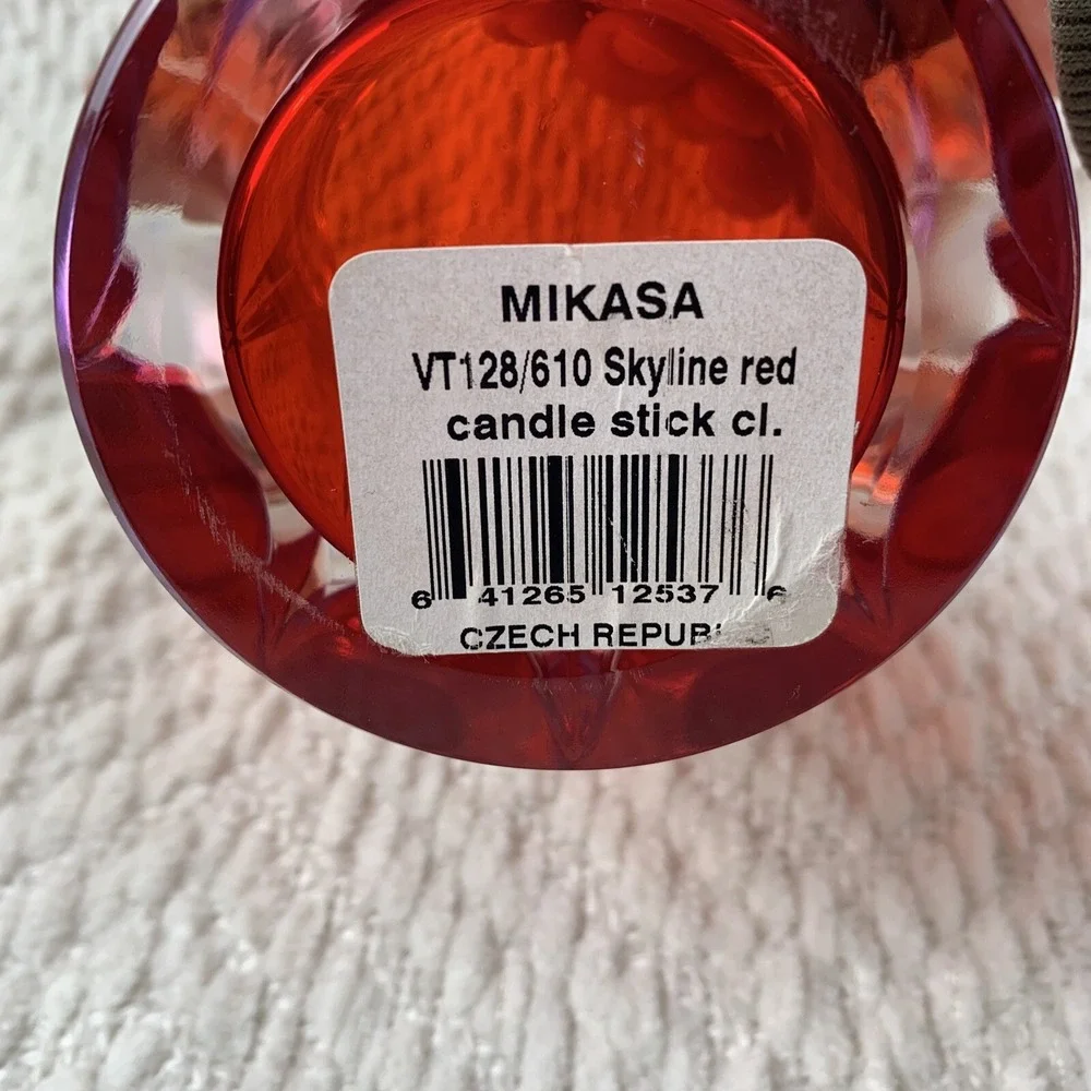 Mikasa Skyline Red Votive Candle Holder‎ Heavy Lead Crystal Czech Republic 3.25